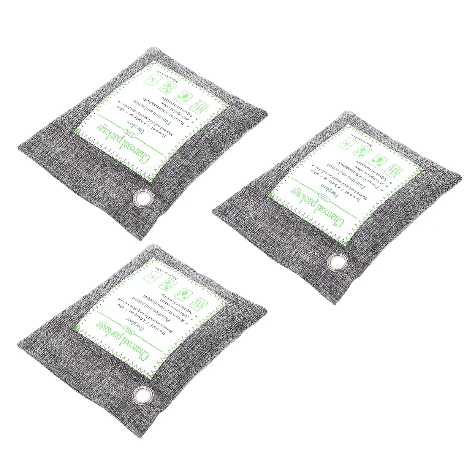 

3Pcs Charcoal Bag With Hanging Hole Bamboo Charcoal Air Purifier Deodorant Pouch For Home Car