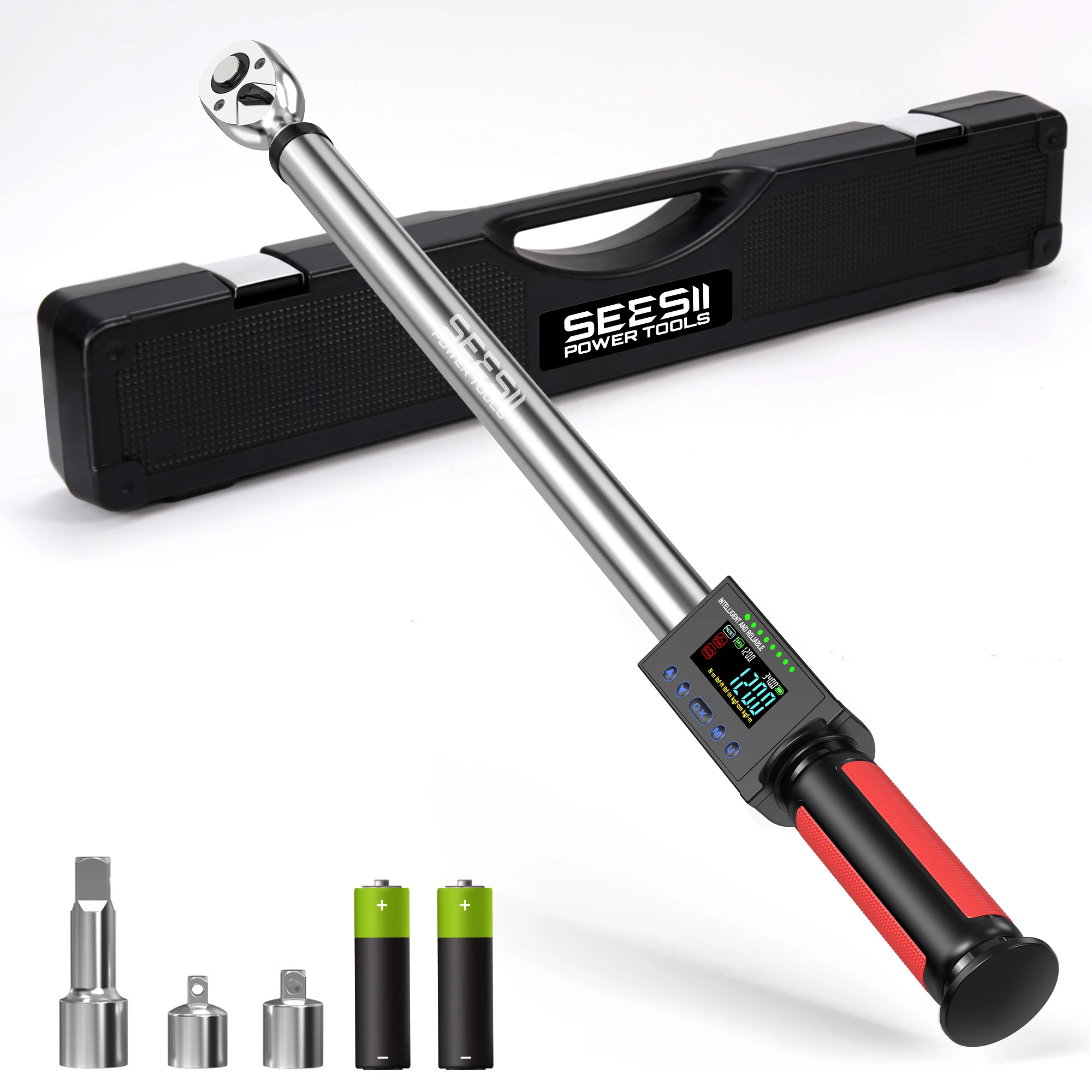 SEESII DH340 340N.m Digitaler Drehmomentschlüssel Elektrischer Schraubenschlüssel 1/2" mit Summer und LED-Blitz 2% Genauigkeit für Auto und Motorrad
