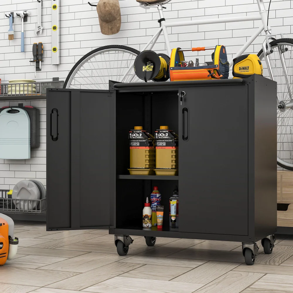 

Heavy-Duty Metal Garage Storage Cabinet with Wheels - Sturdy and Durable Tool Storage Cabinet for Garage, Office, Tool Case