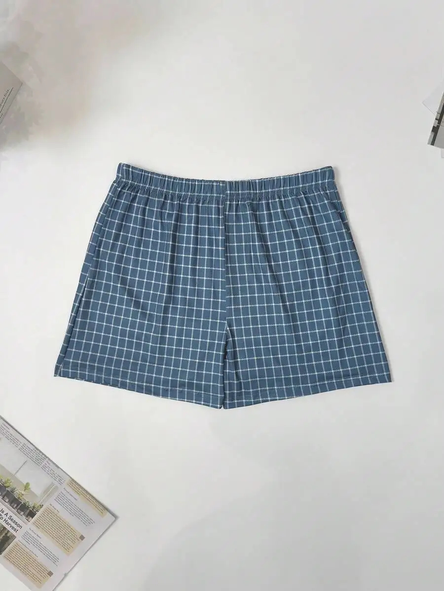 

Mens Plaid Boxer Shorts Loose Breathable Elastic Waist Summer Pajama Shorts