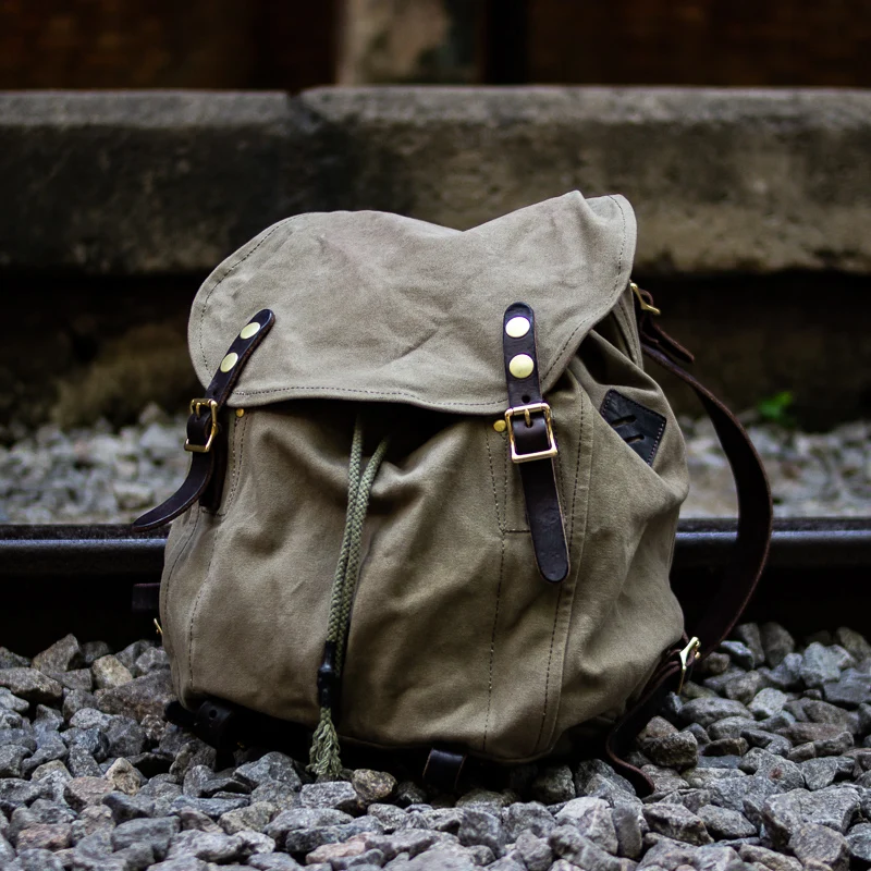 

Vintage organizers designers handmade canvas real leather men's large-capacity backpacks outdoor travel mountaineering bagpack
