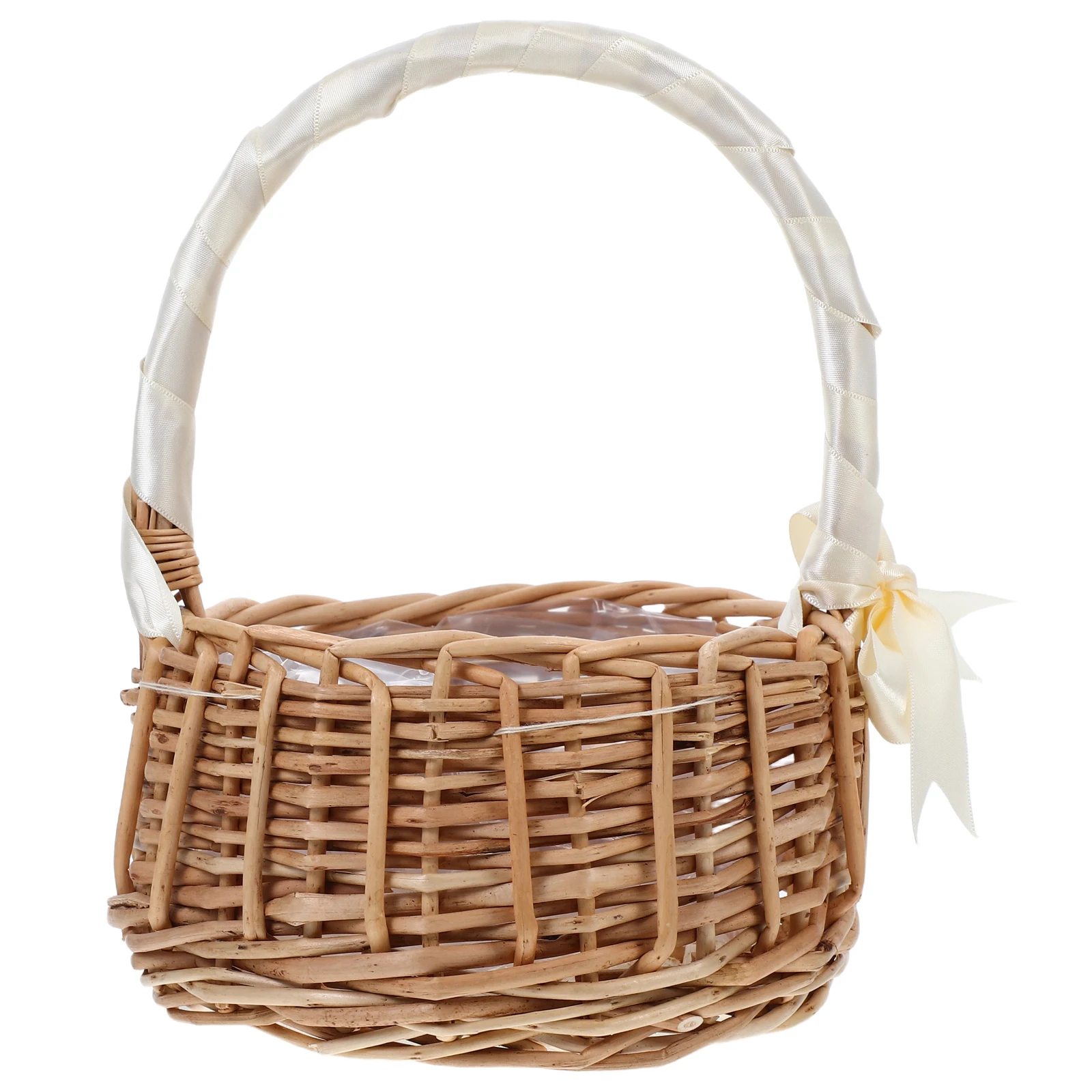 

Willow Woven Flower Girl Basket For Wedding Handheld Rustic Decor Boho Party Favor Kids Gift Picnic Hamper Storage Basket