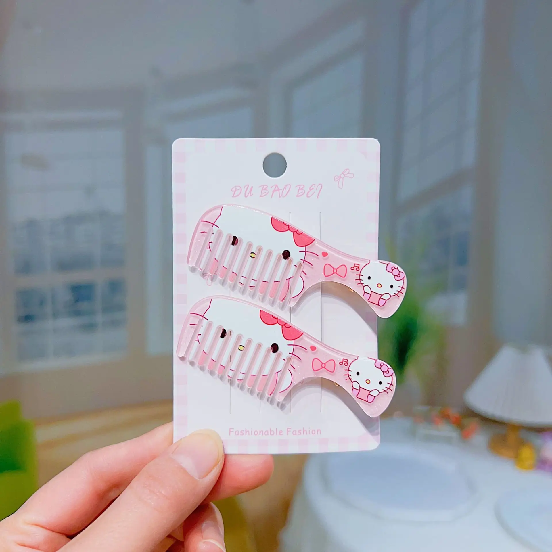 for Hello Kitty cute hairbrush hair clip everything sweet clear bangs clip cartoon girl broken hair side hair clip