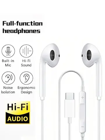 XK-High Definition Wired Earphone Type C In-Ear Control Portable Sport WiredHeadset With Mic Wired Headphones For Mobile Phones