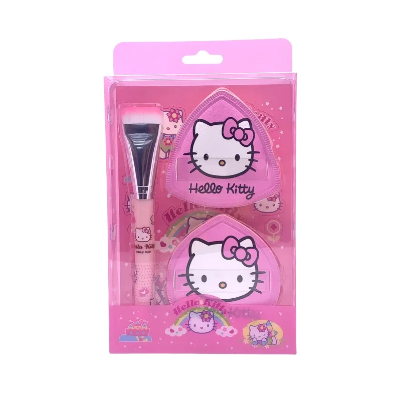 Kawaii Hello Kitty Anime Make-up Kwasten Set Zacht Droog Nat Luchtkussen Bladerdeeg Ultradunne Foundation Brush Dames Cosmetische Schoonheidstool