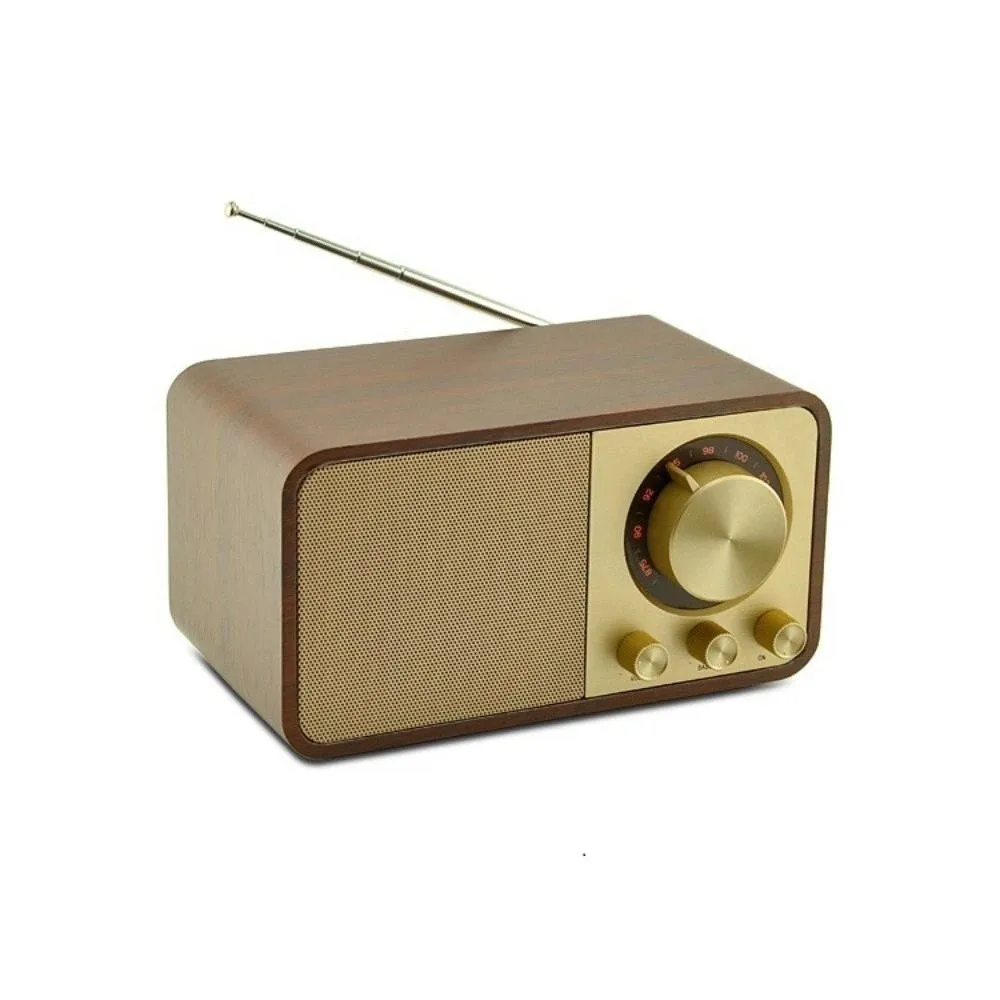 

Ретро Bluetooth-колонка с супербасом, Bluetooth 5.0, FM-радио, регулировкой басов и высоких частот, поворотным регулятором настройки, винтажное радио