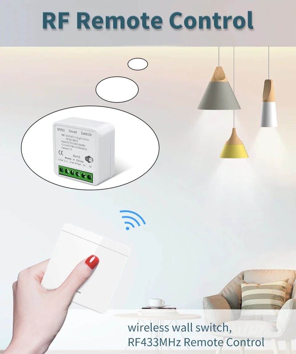 Wifi Smart Switch für Led-beleuchtung Tuya Smart Leben RF 433MHz Fernbedienung Sprachsteuerung Alexa Google Alice 1/2/3 Gang Drahtlose Schalter – Detail 3