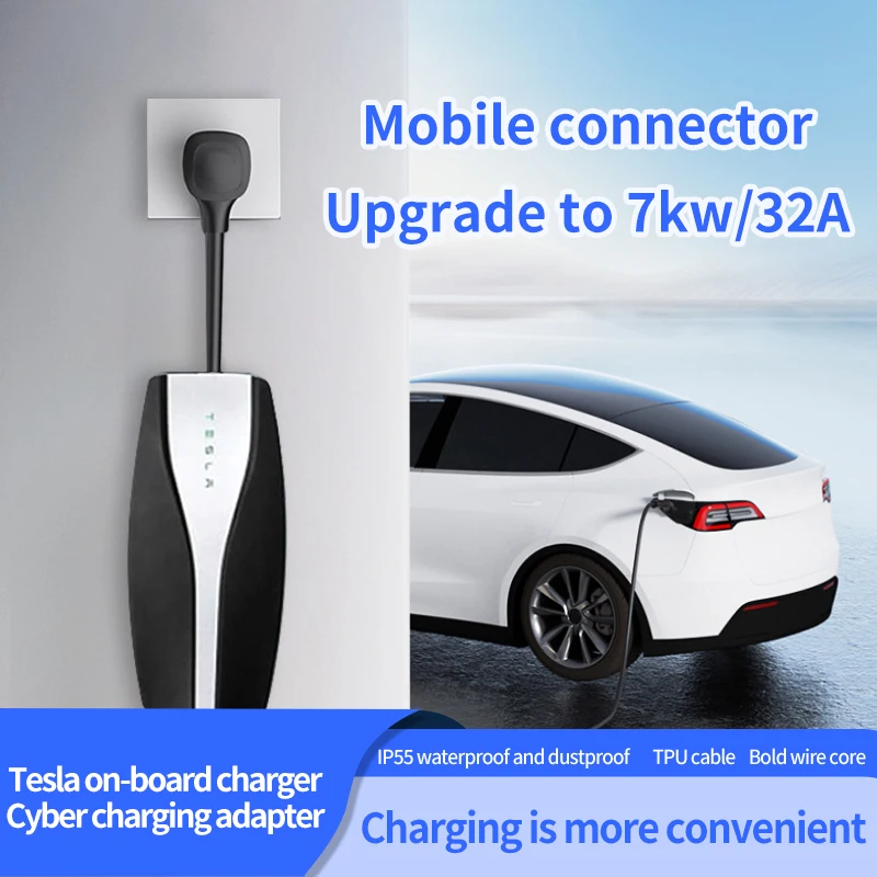 For Tesla UK 13A Tesla Model S, 3, X, Y Gen 2 EV Charger Extension Cable Connector AC 240V Socket For Tesla Gen2 Mobile Charger