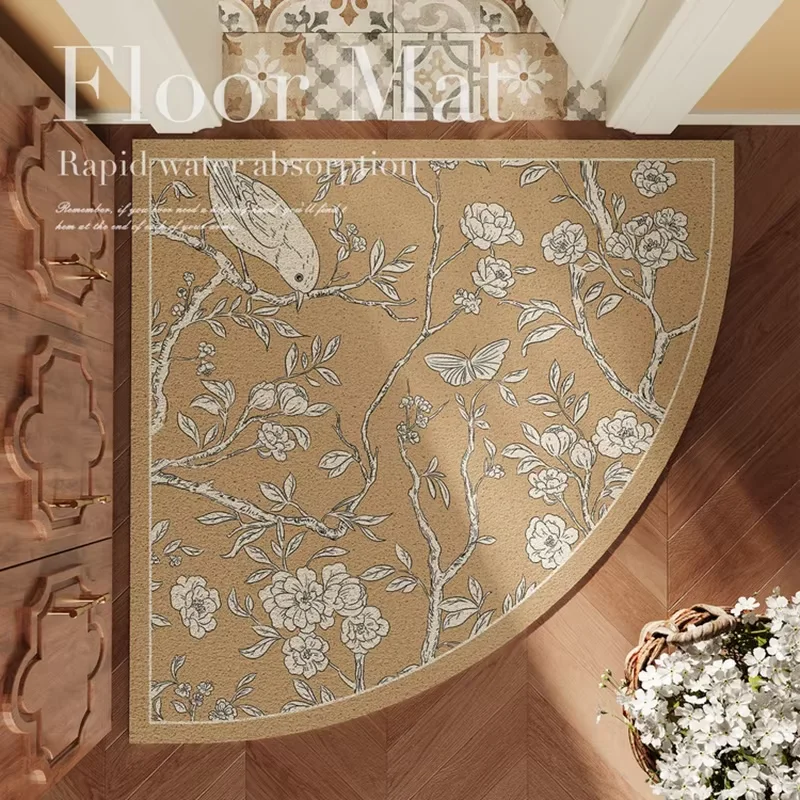VIKAMA Quarter-Circle Shaped Luxury Irregular Entrance Floor Mat With Corner Anti-Slip and Durable Silaite Floor Covering