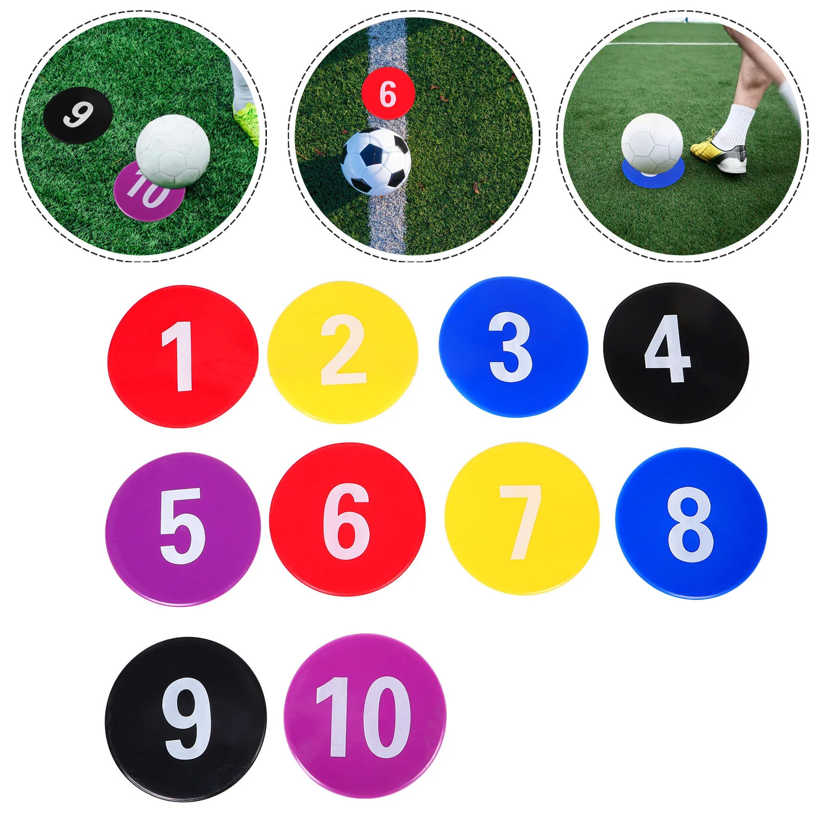 

10Pcs Spot Markers Flat Anti-Slip Multicolor Circle Spots for Agility Basketball Football Training Classroom Floor Dots