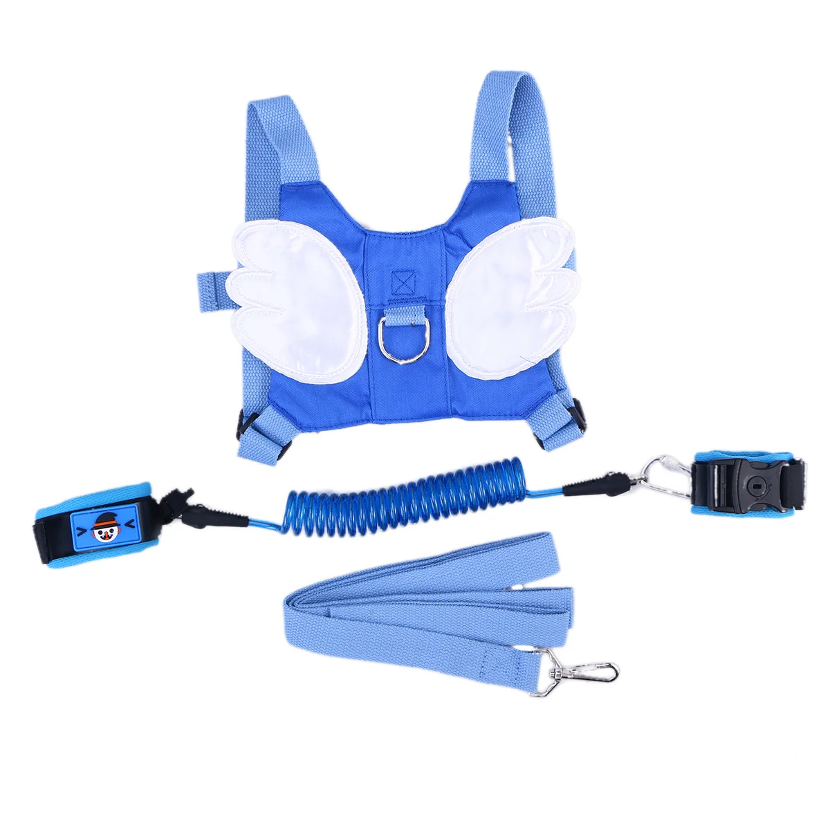 Arnés de seguridad para niños, correa antipérdida, correa de muñeca azul para niños, cuerda de tracción, cordón de PU fuerte y duradero para uso en interiores y exteriores