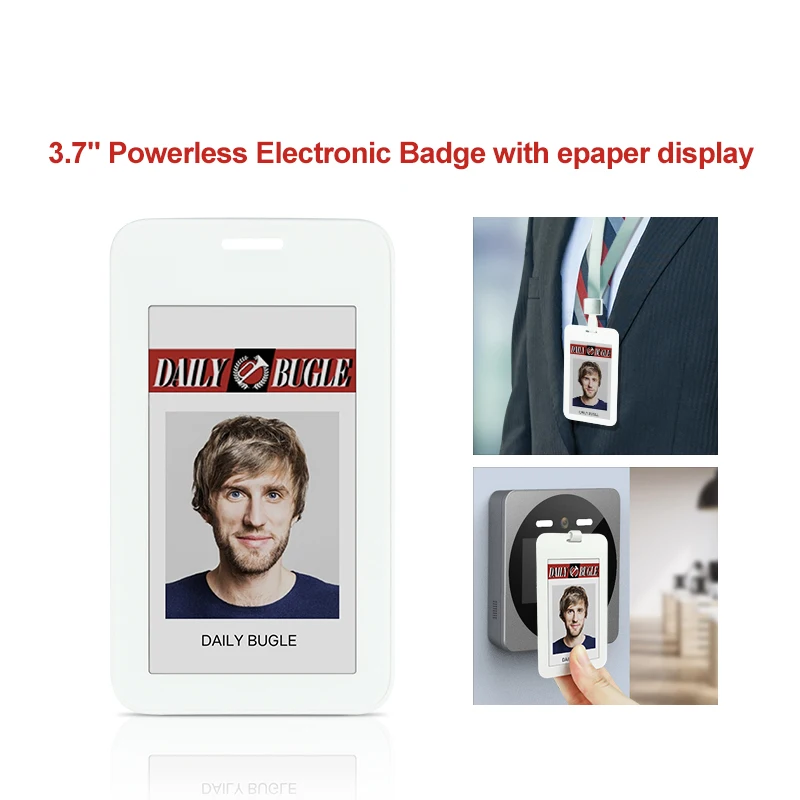 

5 pcs smart badges and 1 card reader combo set, eink ID card e-ink employee ID badges epaper ID card NFC ID card