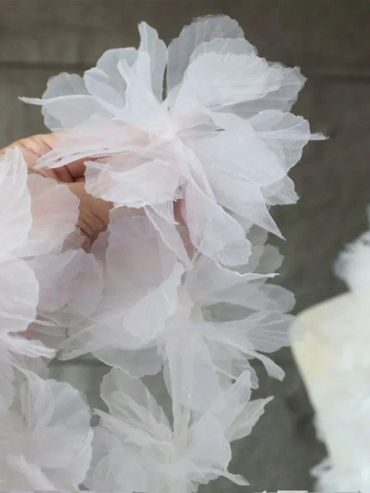 Large Flower Organza Fabric Decorative Dress Lace Accessories Wholesale Cloth for Sewing Diy By Meters Material