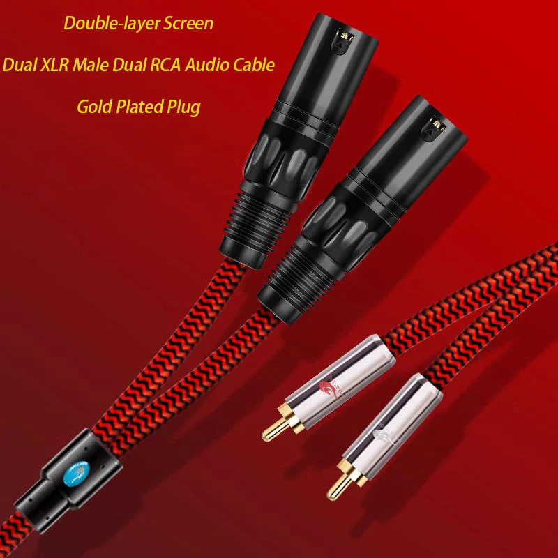 Dual RCA to Dual XLR 3 Core Male Audio Cable for Amplifier Mixer Consoles Speaker Home Hi-fi Stereo System Shielding Cords