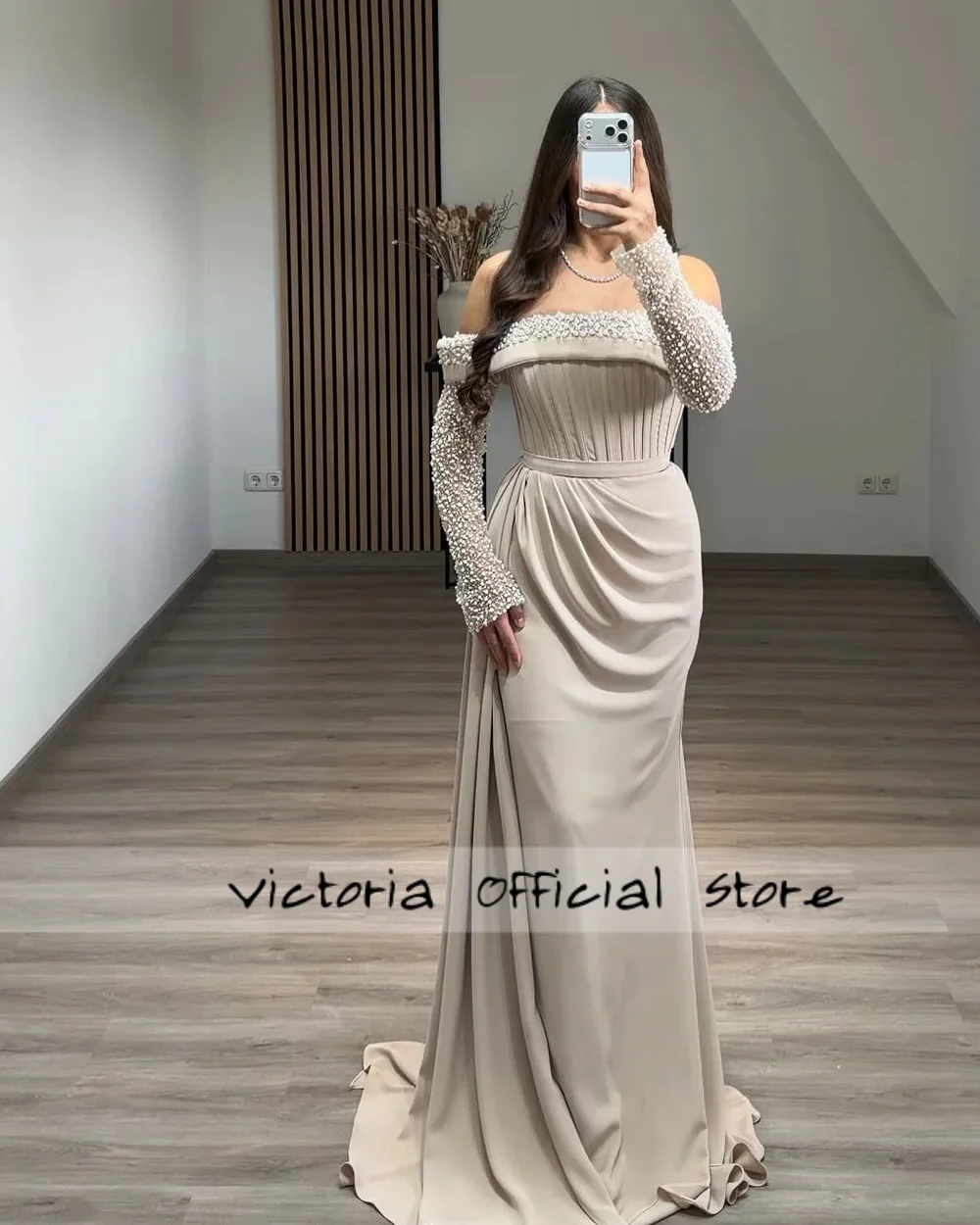 Off The ShoulderThree Quarter Sleeve Prom Dresses 2026 Evening Dresses Elegant Floor-Length Customized Party D Customized