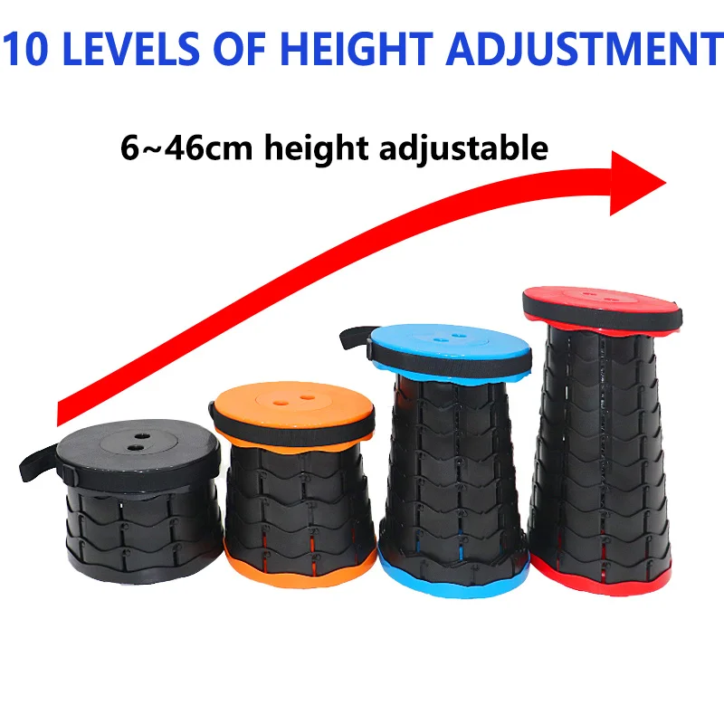 Telescoping Camping Stool Collapsible Portable Stool Adjustable Folding Stool for Shop Fishing Hiking BBQ Gardening