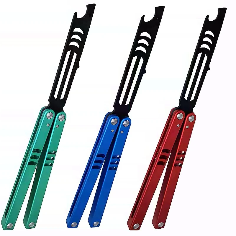 Portable Training Butterfly Knife Opener for Bottle Uncut  Aluminum Alloy Multifunctional Folding Butterfly Knife Trainer Tools