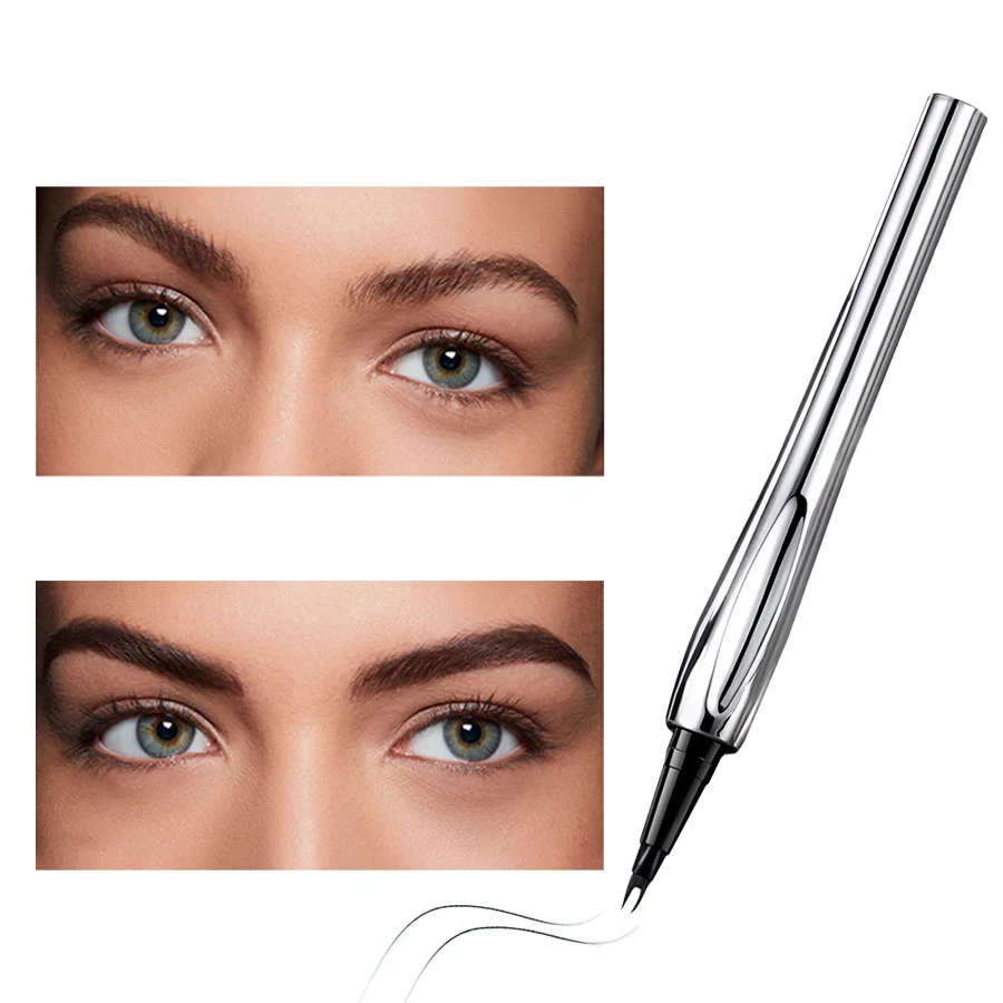 2-Punkt-Flüssigkeit, wasserdicht, schweißfest, Augenbrauenstift, gebogener Augenbrauenstift mit Gabel und präzises Make-up mit Pinselspitze