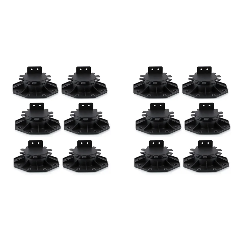 A98E-12 Pcs Joist Support Pedestals, Adjustable Decking & Flooring Support Pedestal For Deck, Timber Base