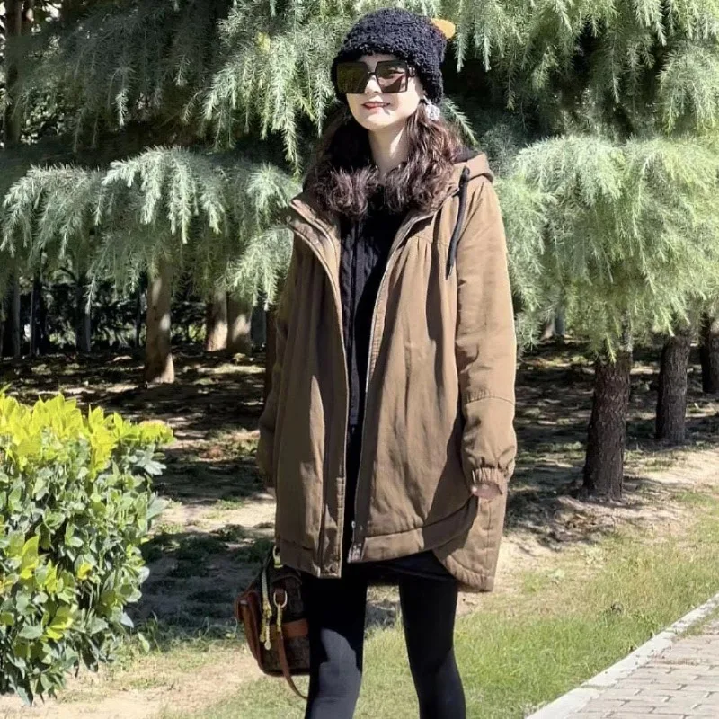 

Women's Thickened Lined Oversized Hooded Coat Winter Warm Cotton Jacket Casual Loose Fit Cold Proof Outerwear TT93