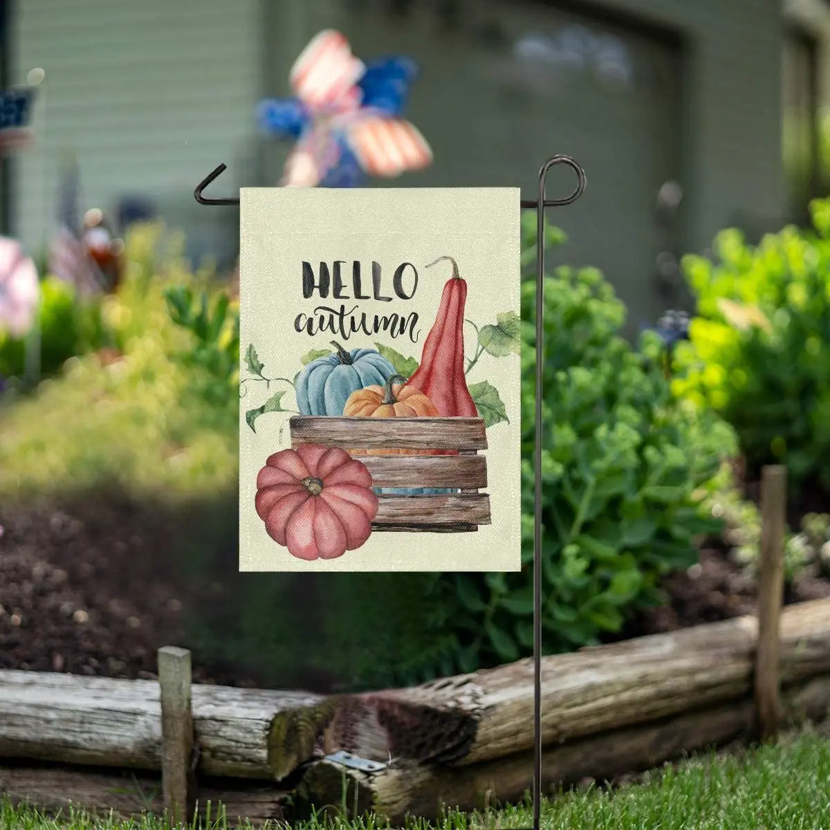 

Hello Fall Autumn Pumpkins Garden Flag Welcome Home House Flags Double Sided Yard Banner Outdoor Decor Banner for Outside House