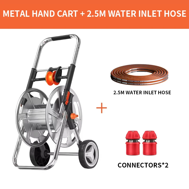 Hose Reel Cart Garden Hose Cart Wheeled Mobile Tool Heavy-Duty Powder-Coated Steel Outdoor Gardening Cart