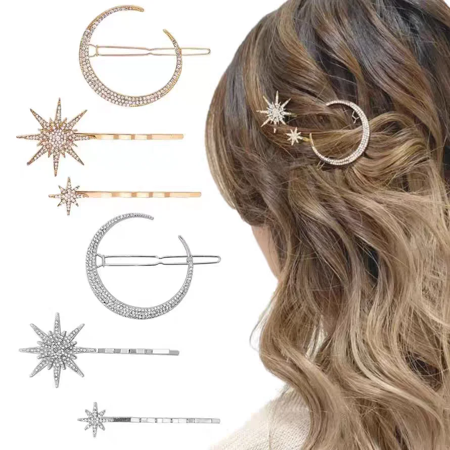AWAYTR 3PCS Fashion Rhinestones Hair Clip Girls Hairpins Metal Alloy Headdress Hairgrip Barrette Holder Women Hair Accessories