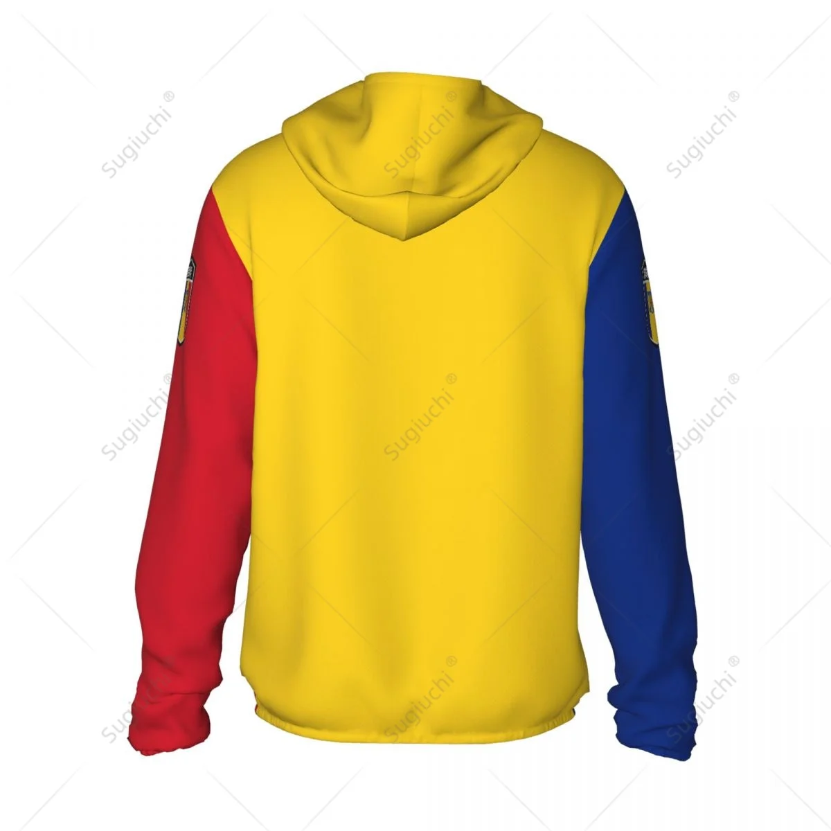 Bandeira da Romênia Sun Protection Hoodie, Roupas com protetor solar, Pesca, Ciclismo, Corrida, Secagem rápida, Manga comprida com zíper, Poliéster