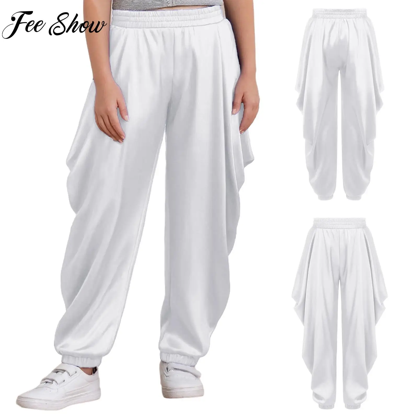 

Boys Satin Dhoti Pants Halloween Prince Cosplay Theme Party Costumes India Dance Wear Loose Baggy Trousers Belly Dance Clothes