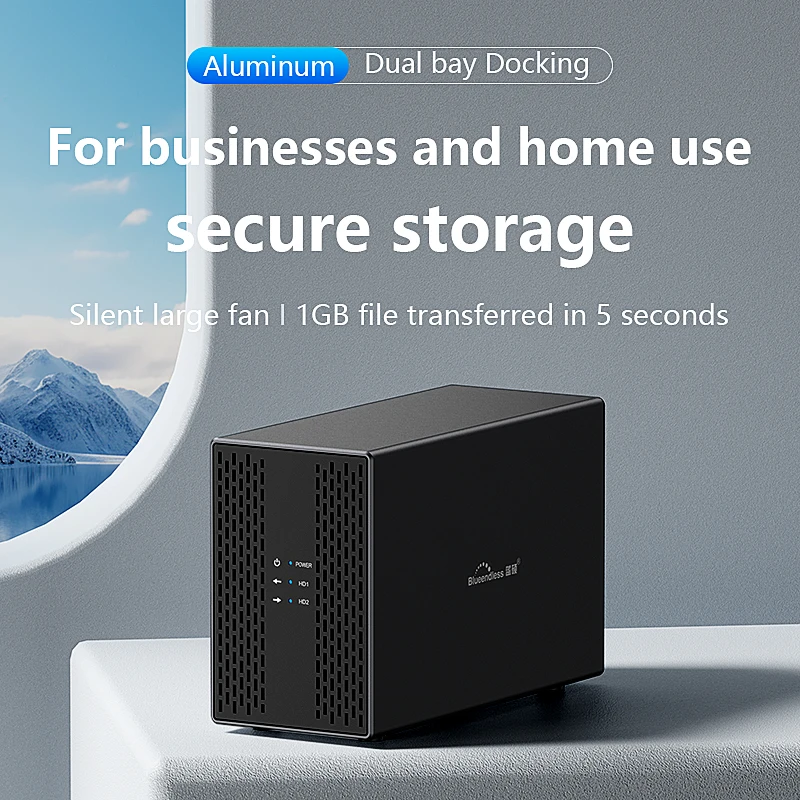 Blueendless Dual  Bay RAID hard disk  3.5 USB 3.0  External  Type C Dual Hard Drive Enclosure SATA Array box HDD Server Case hdd