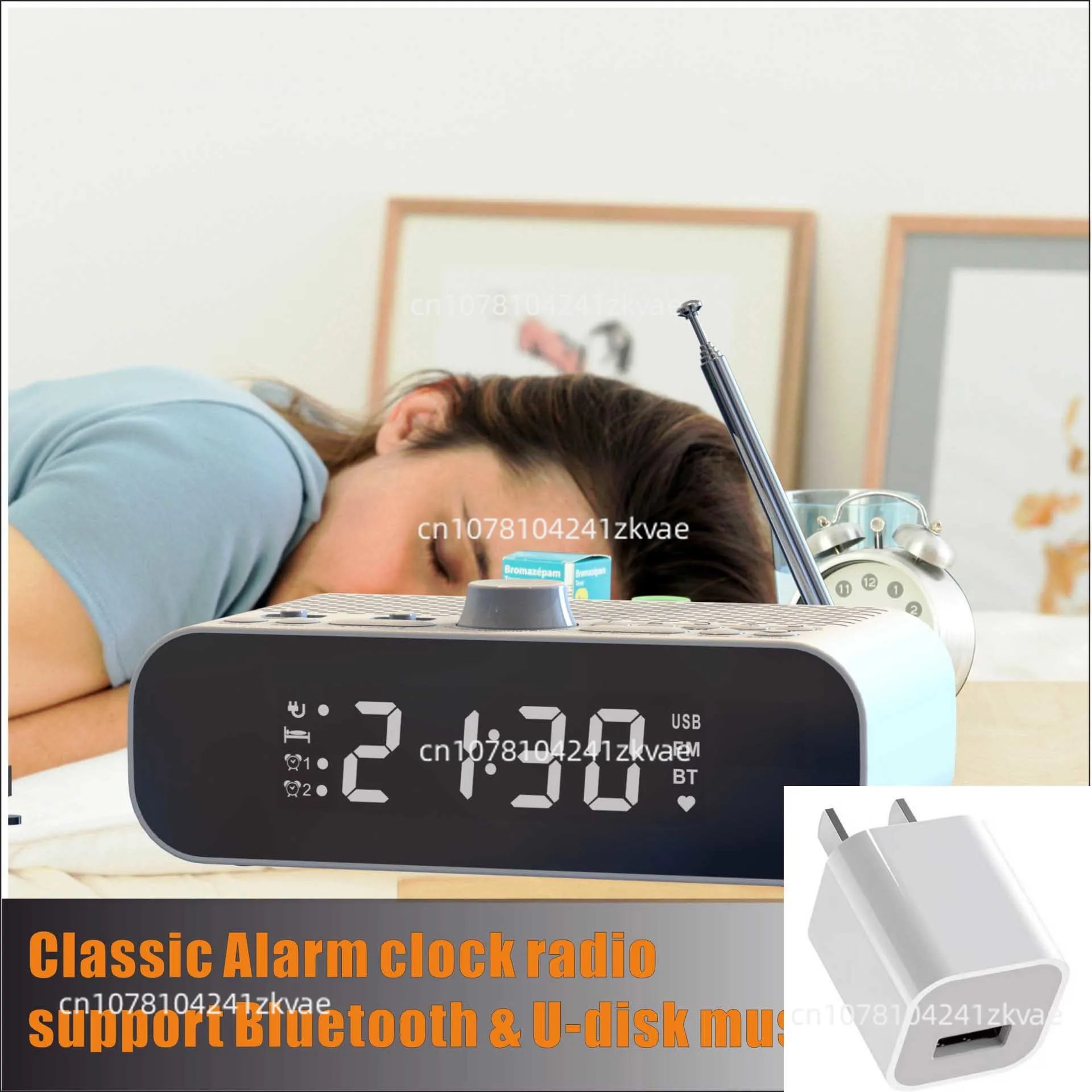 FM alarm clock  radio/bluetooth speaker LED electronic  card U disk timing switch player Display Dual Alarm Clock