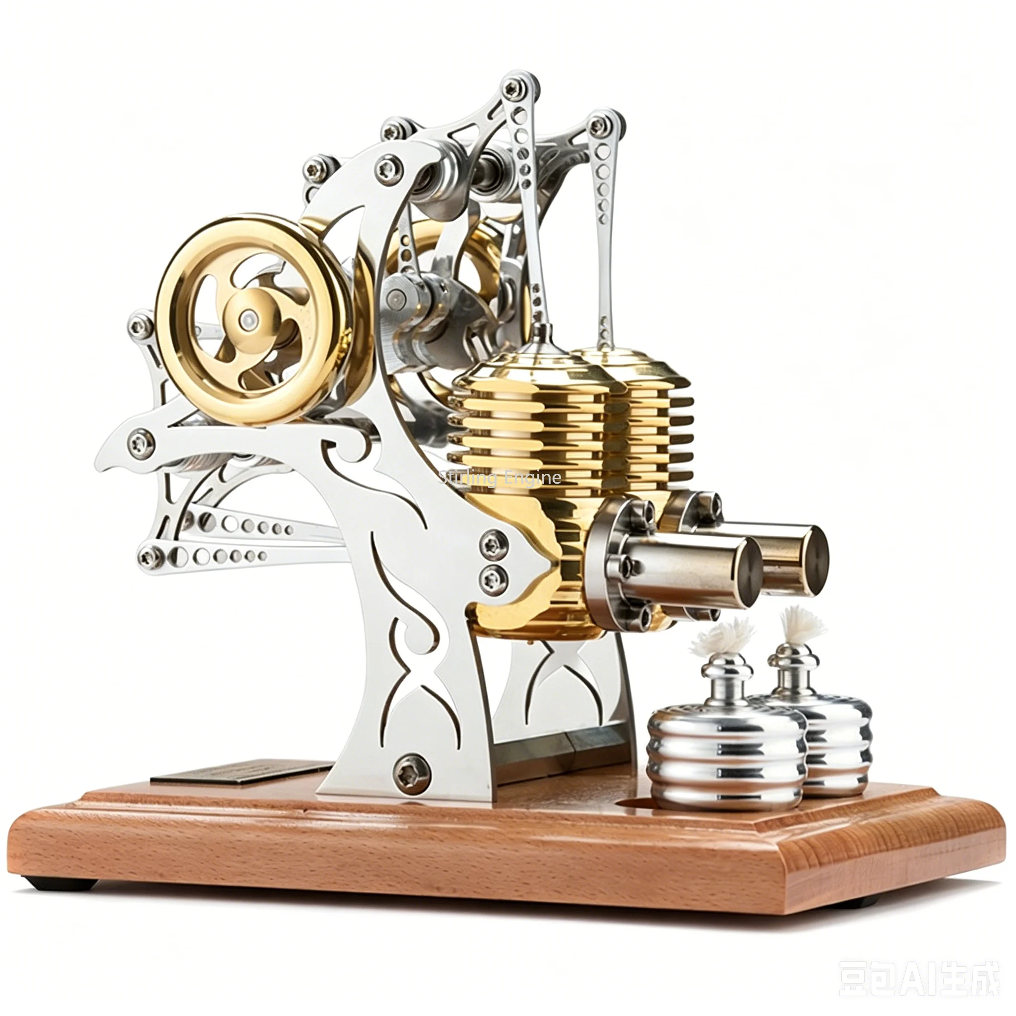 Stirling Engine Kit DIY Two Cylinder Metal Assembly Precision Movable Mechanical Retro Engine Model Gift Ornament Collection