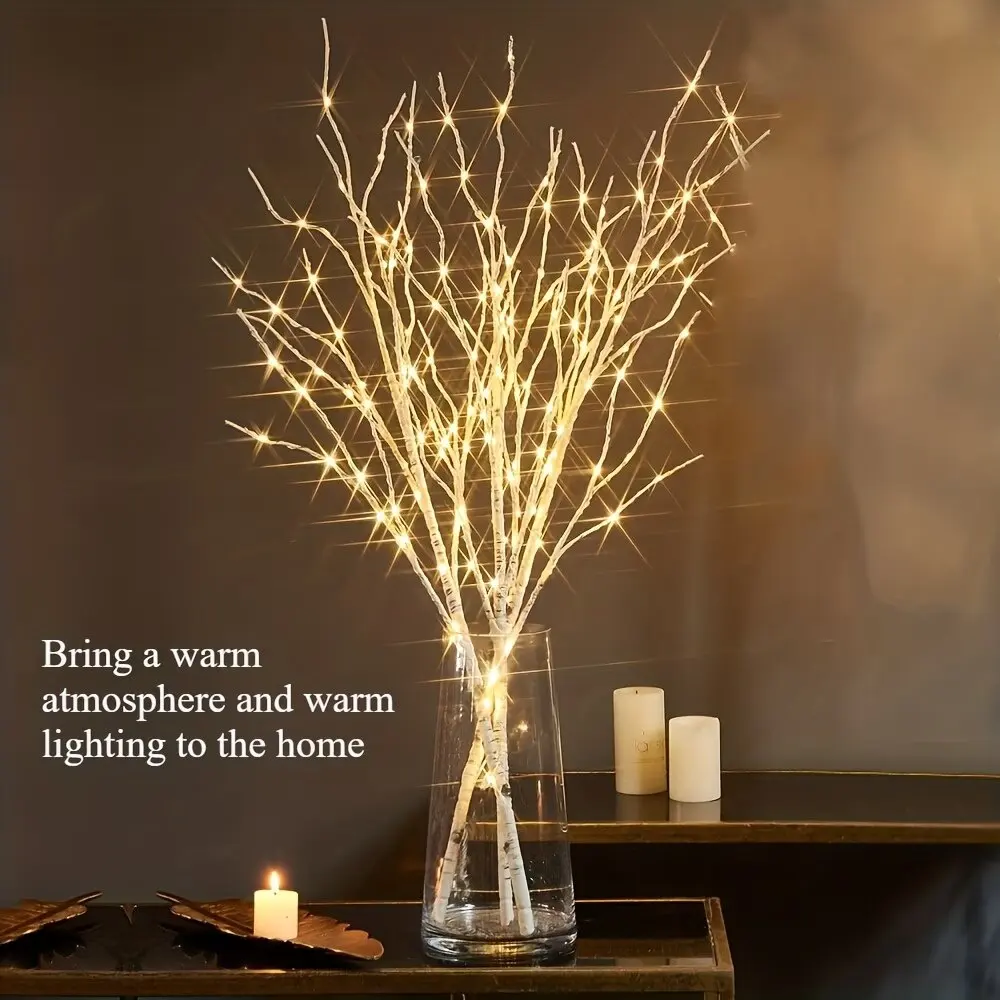 50LED Artificial Birch Branch Decorative Lights USB Powered Branch Lights Indoor Home Christmas New Year Holiday Decorations