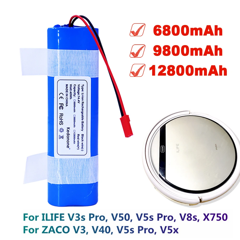 14.4V 6800mah 12.8Ah Good Quality Battery For ilife V5 V5s V50 V8s V3s Pro X750 Robot Vacuum Cleaner 14.8V  Rechargeable battery