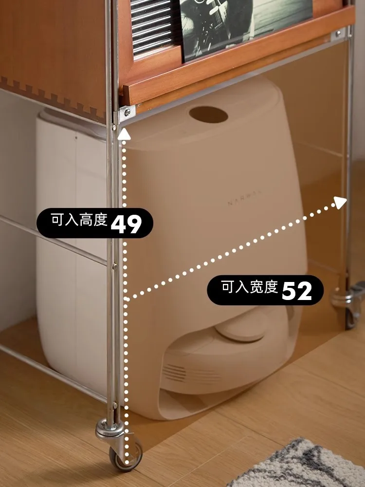 Bibliothèque nordique en bois massif, armoire de rangement robot de balayage en acier inoxydable pour salon, casier en verre médiéval pour petit appartement