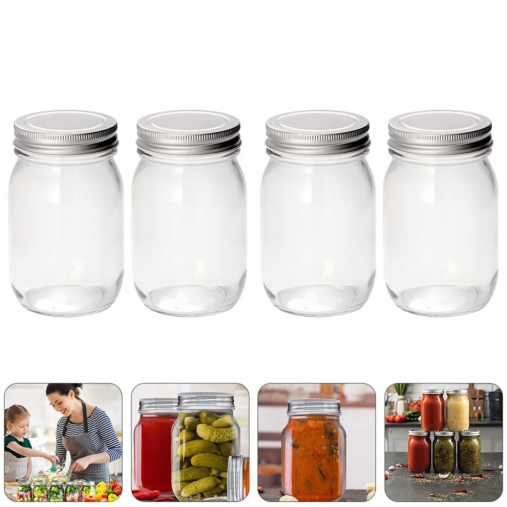 

1Set High-Quality Glass Mason Jars Multifunctional Storage Containers Transparent Salad Can Christmas Gift