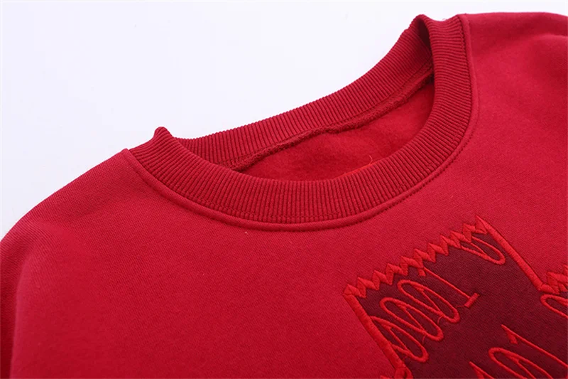 Cav Empt C.E Sweatshirt Batik Embroidered Pine Red Pullovers Casual Wide Men Women Fleece Round-neck Sportswear