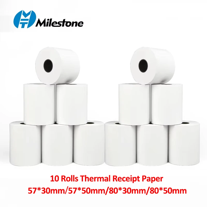 10 Rolls Thermal Receipt Paper Roll 57x30mm 57x50mm 80x30mm 80x50mm POS Printer Paper Cash Register Paper for Mini Printers