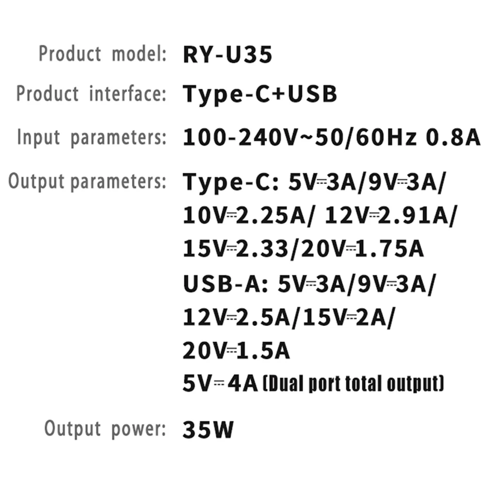 UGOURD-cargador rápido USB tipo C, adaptador de corriente de 33W, PD, 35W, GaN, para iPhone, iPad, MacBook, portátil, Samsung, Huawei, Xiaomi