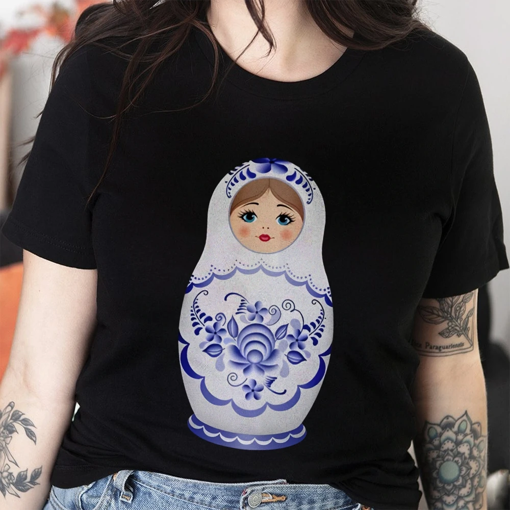 Matryoshka T Shirt Russian Lovely Nesting Doll Short Sleeve Russian Dolls T-shirts Women Harajuku Tops Art Culture Leisure Tee