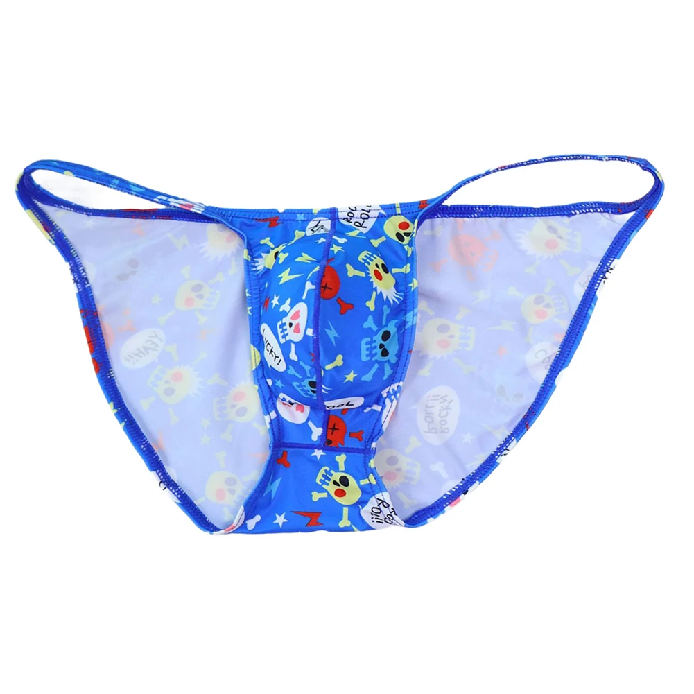 Skull Printed Panties Big Bulge Briefs Breathable Material Comfortable Fit Elastic Waistband Everyday Wear Fashionable Design