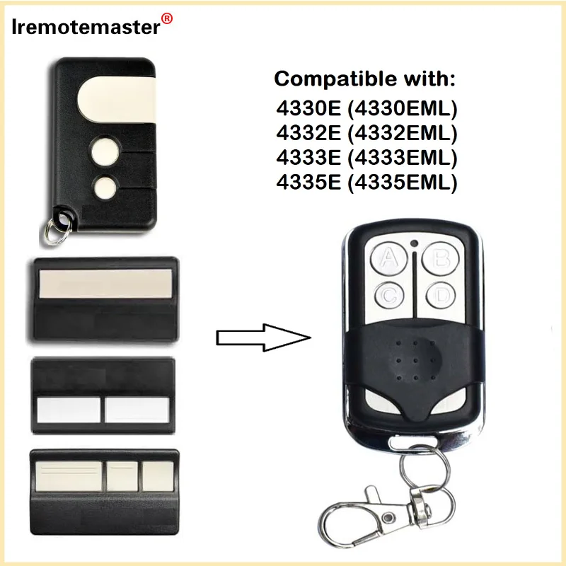 Remoto para garagem compatível Liftmaster, 433mHz Easylifter, BND CAD4 CAD5, 4335E 4330E, 062162, 059116, 4330EBD, 062170