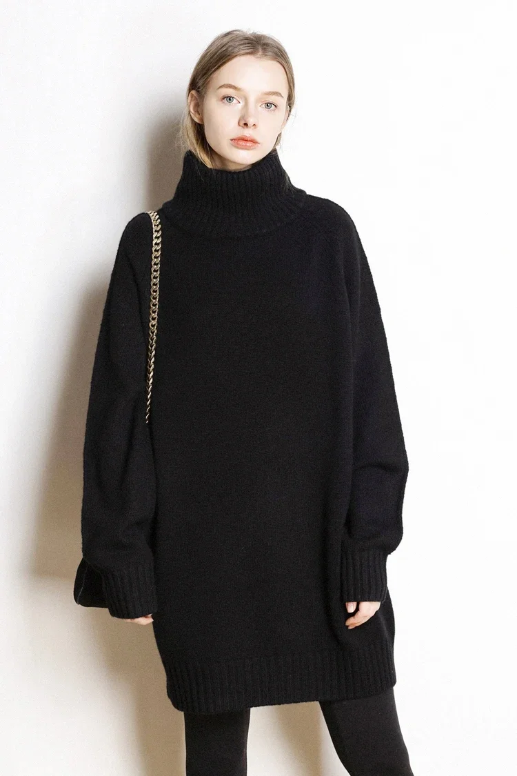 Women\'s 100% Pure Long Cashmere Sweater Thick Lazy Senior Loose Fit round Neck Comfortable Knitwear in Various Colors