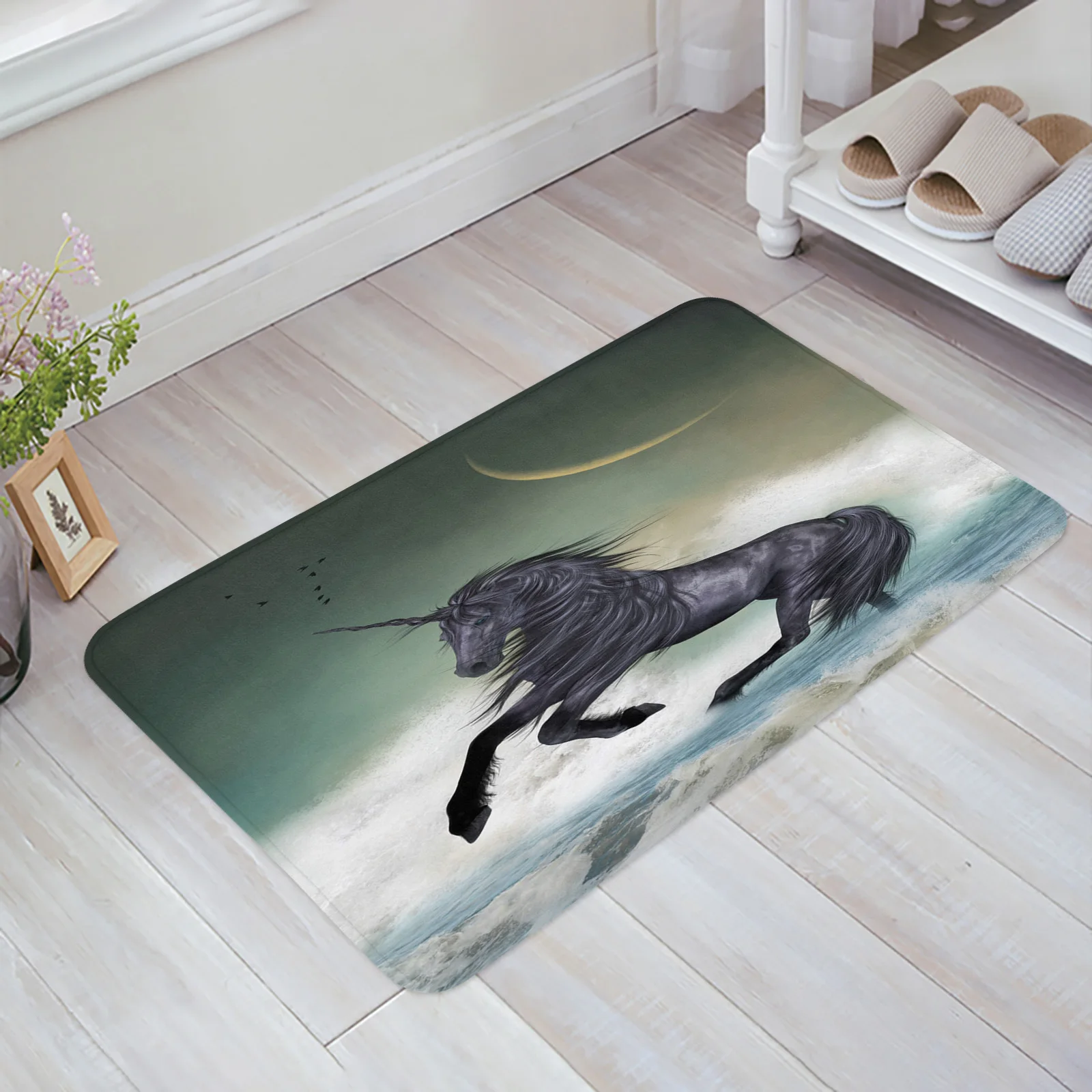 Animal Unicorn Moon Sky Clouds Bathroom Bath Mat Carpet Bathtub Floor Rug Shower Room Doormat Kitchen Entrance Pad Home Decor