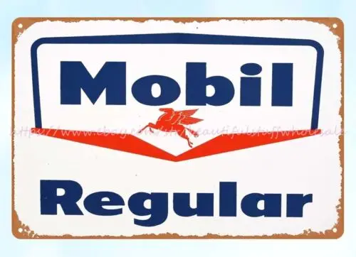 metal artwork Mobil oil gas Guillotine Logo Regular Pump metal tin sign