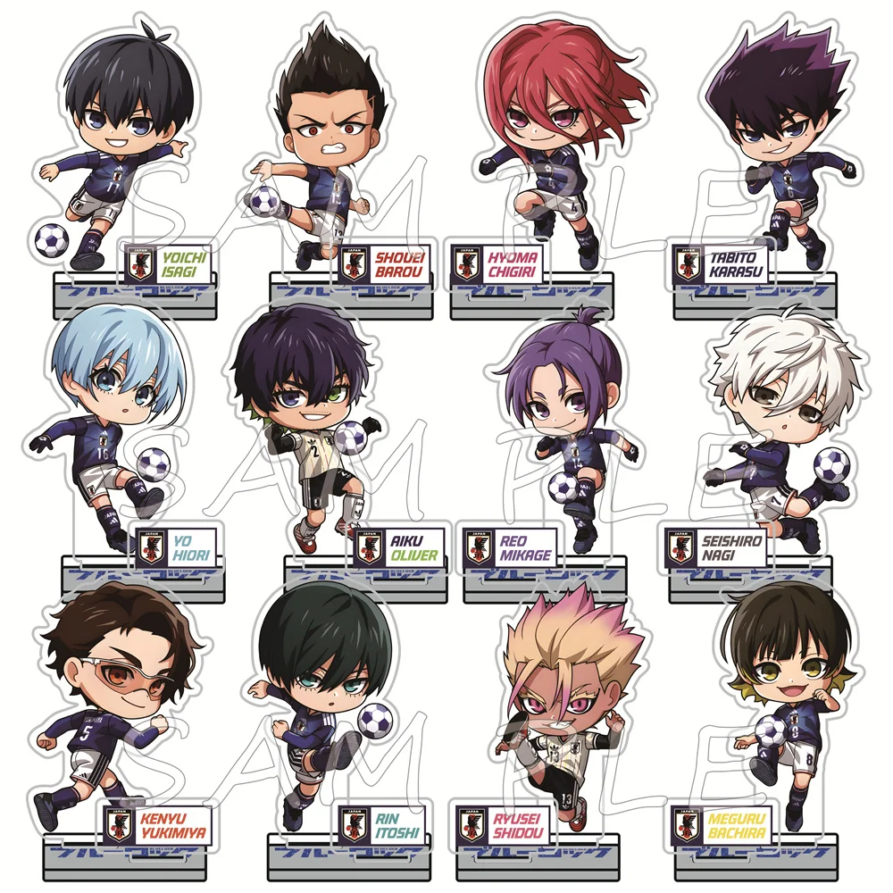 BLUE LOCK 10cm Double Insert Acrylic Stand Figures Keychain Soccer Uniform Anime Merch Desktop Display Ornament Cosplay Fan Gift