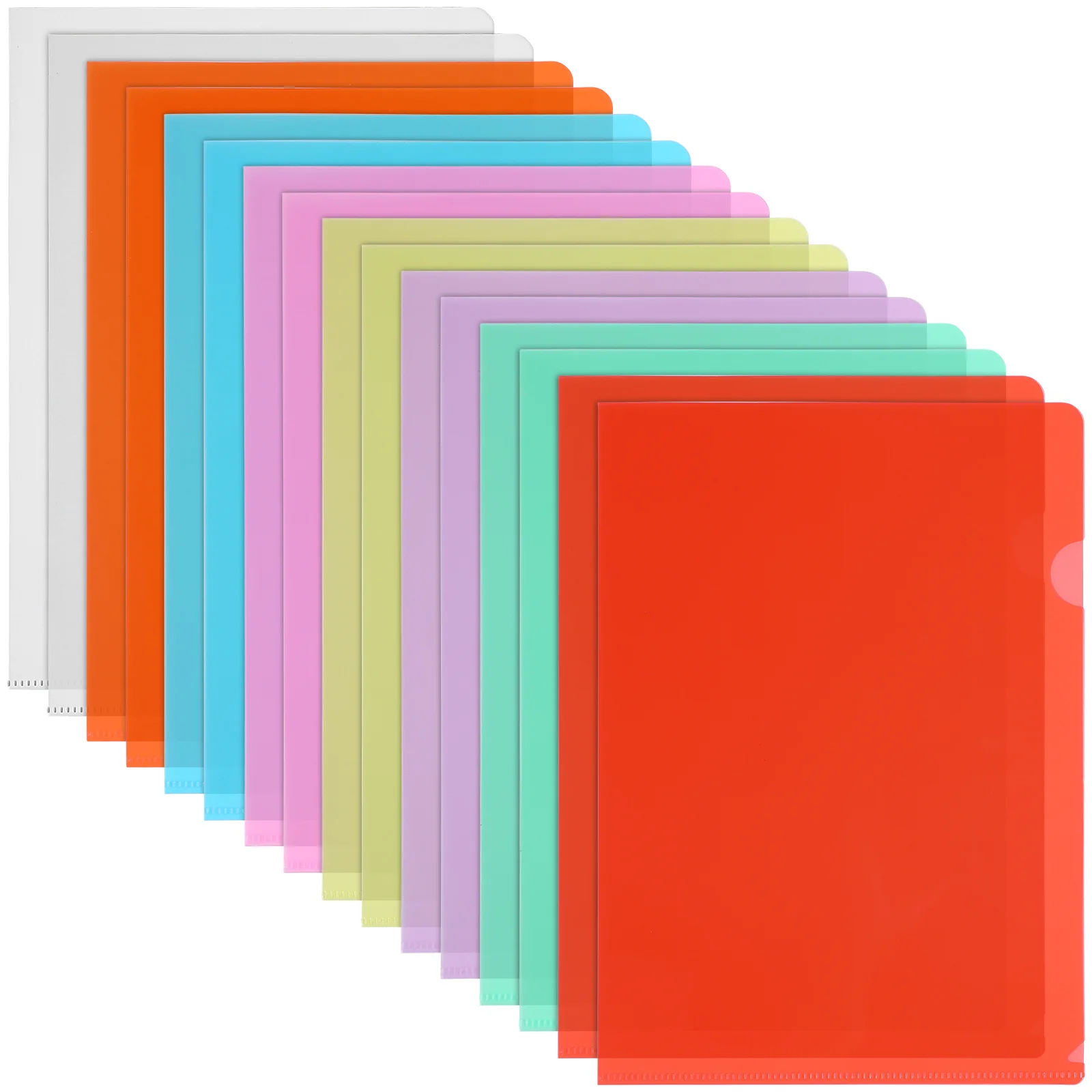 16Pcs L Type Transparent Document Folder Clear Plastic Letter Size A4 Sheet Protector Office File Sleeve Paper Organizer