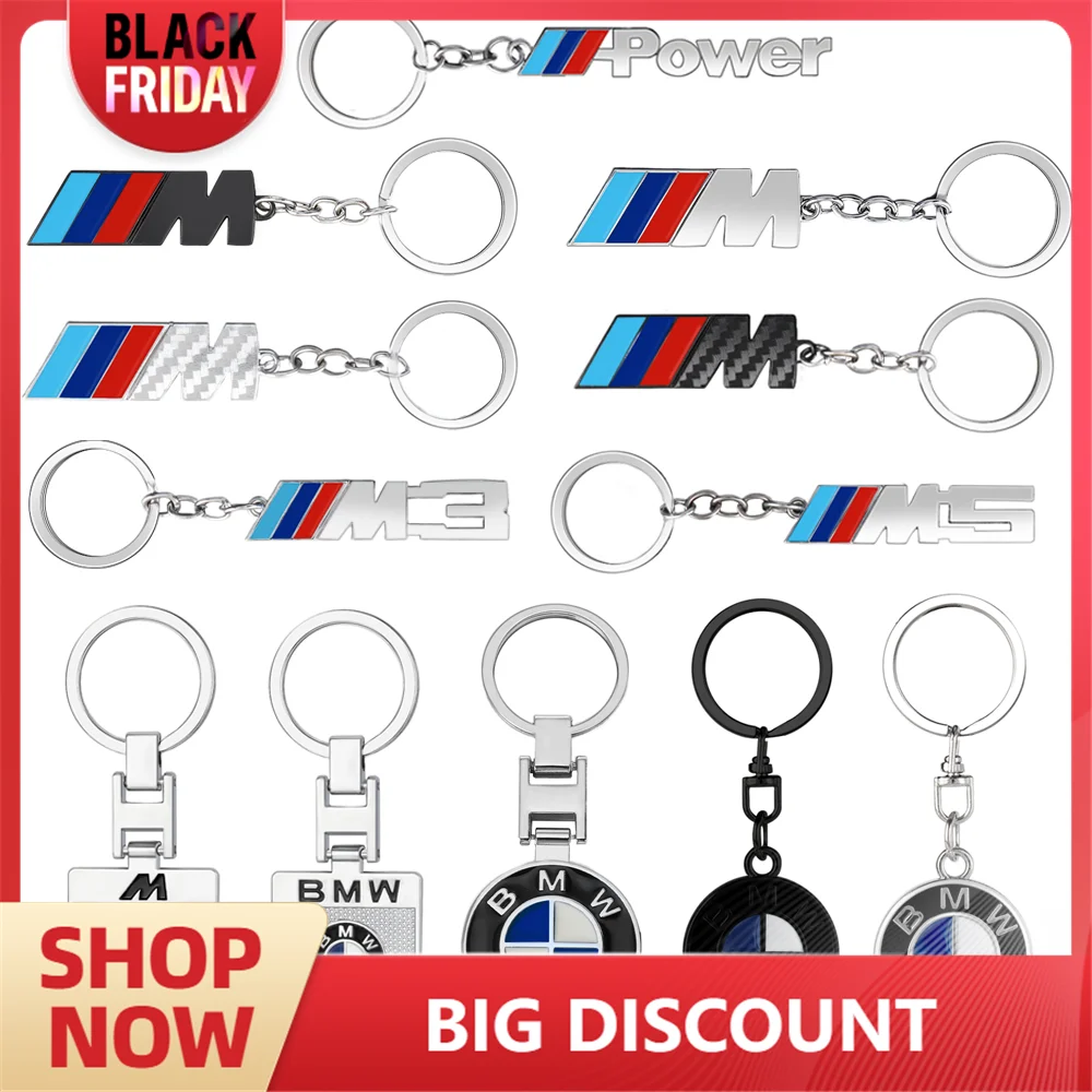 Car 3D Metal Keychain Leather Keyrings Key Holder For BMW Power M E34 E36 E46 E60 E87 E90 E91 F10 F30 F25 G20 X1 X2 X3 M3 M5 X5