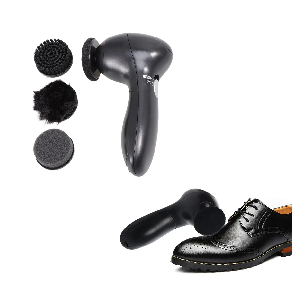 

Portable Electric Shoes Scrubber Shoe Polish Kit 4 Brush Heads Operated Shoes Care Kit for Men Women