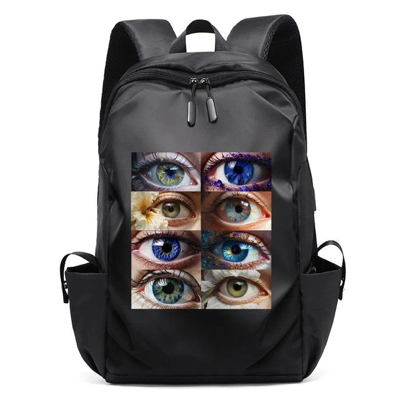 

Colorful Pupils Beautiful Eyeballs Pattern Printed Men Laptop Backpacks Black High School Bags Teen College Girl Boy Backpack